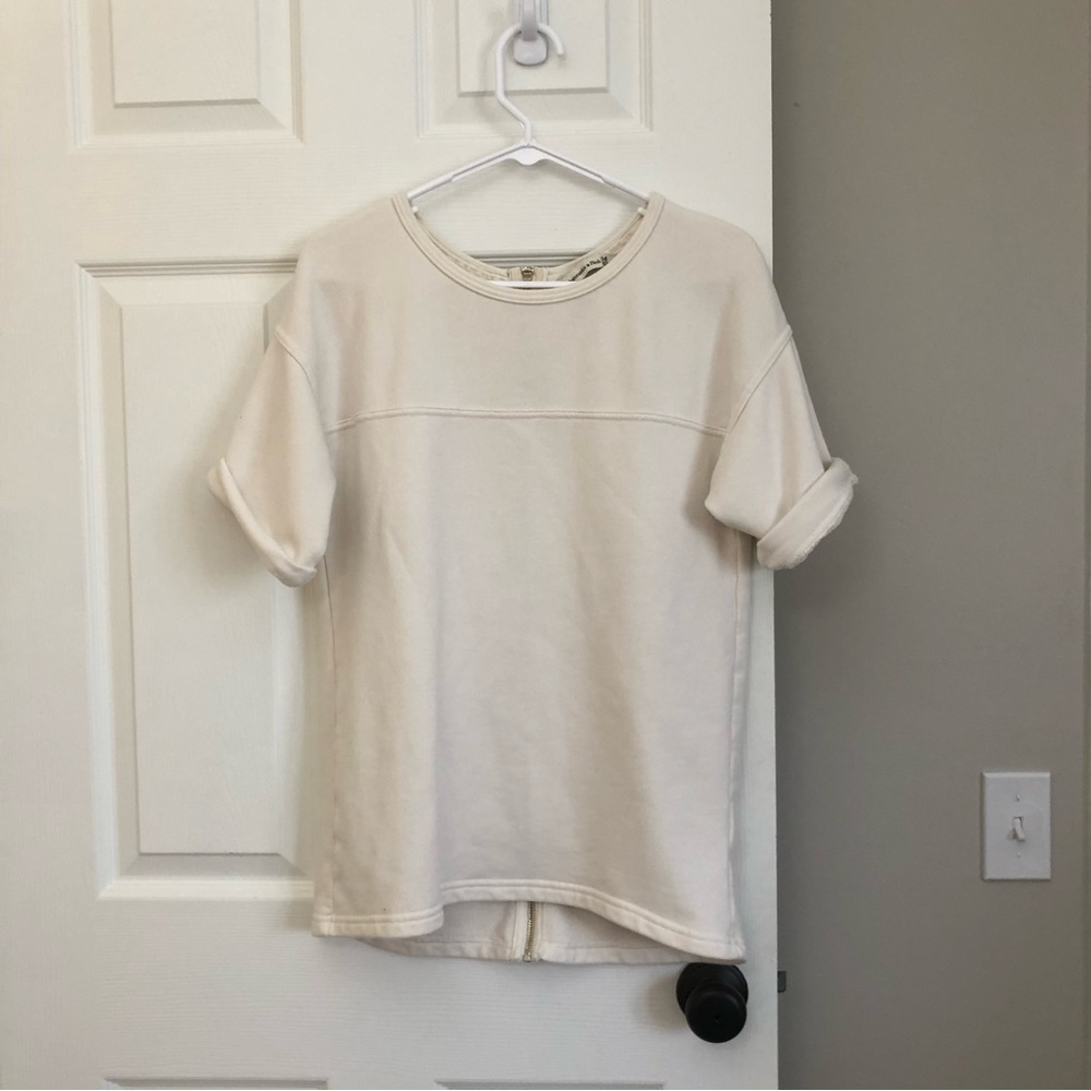 Abercrombie & Fitch Boyfriend Sweatshirt Tee in White Back Zip Sweater T-Shirt M